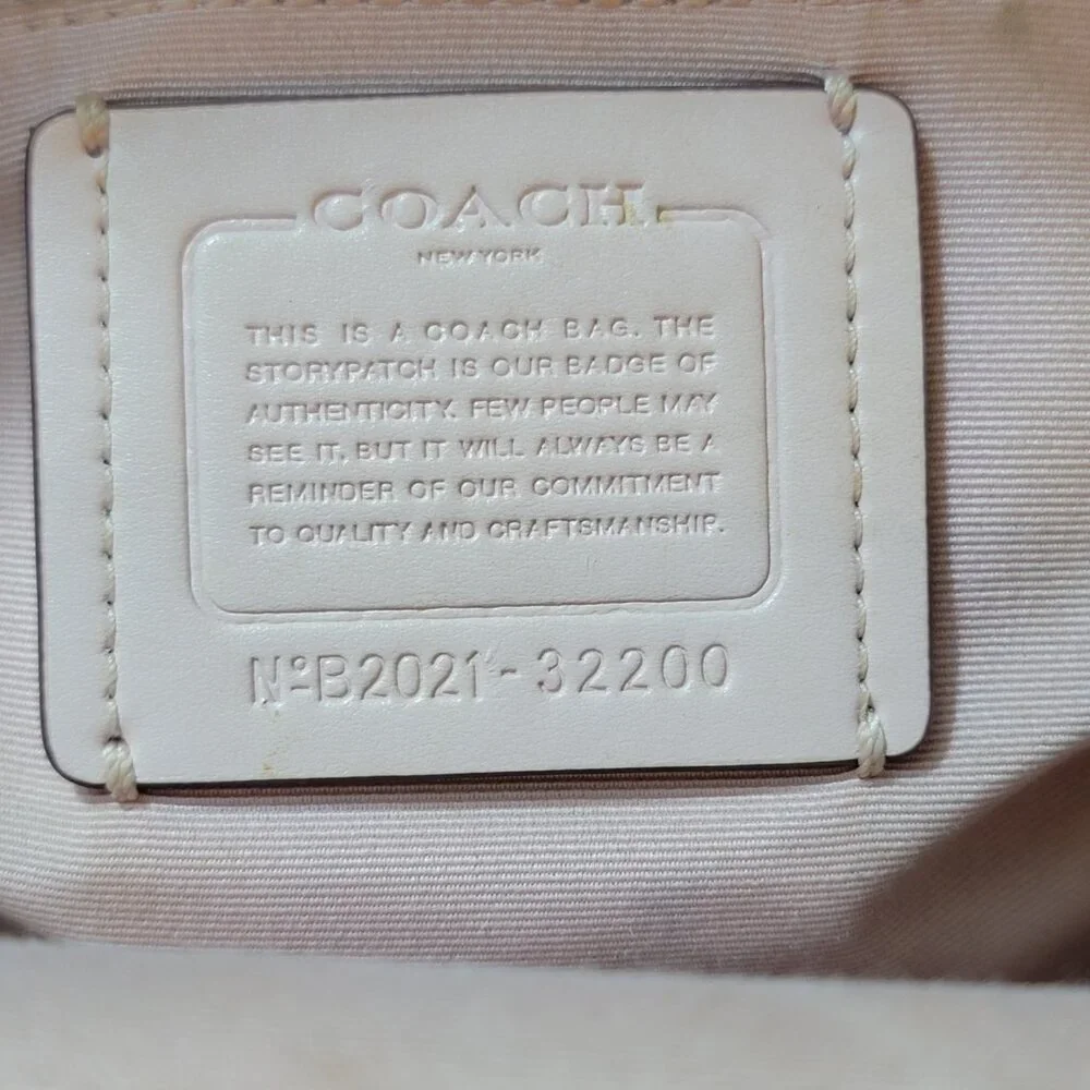 COACH Signature Canvas Mini Backpack Khaki Pink Leather Trim Bag - Picture 7 of 11